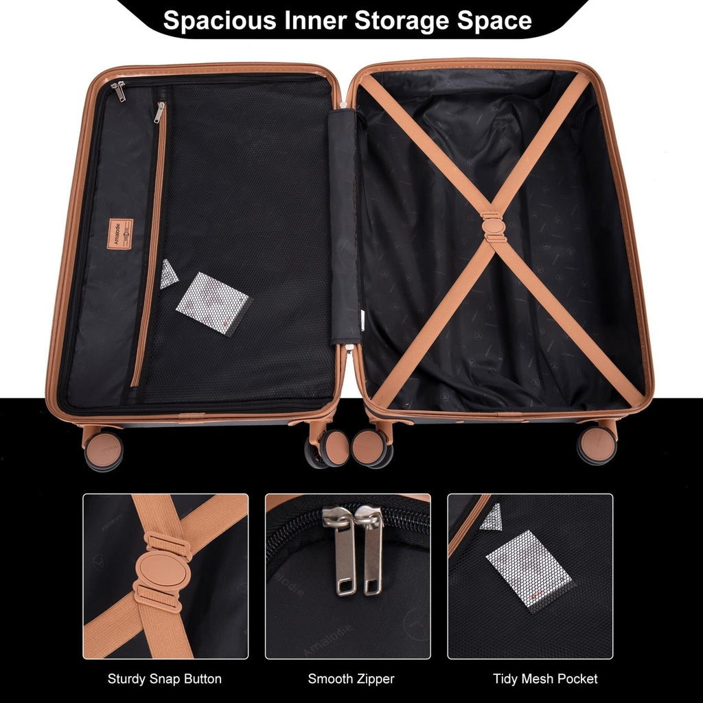 Amalodie Luggage Sets 4 Piece,Suitcases with Double Spinner Wheels and TSA Lock,Hardcase 6 set Luggage with Travel Duffle Bag,Carry On Luggage Set
