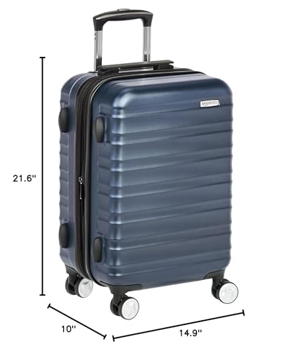 Amazon Basics 21" Hardside Carry - On Luggage with TSA Lock, Expandable, Organized Interior with Divider and Pockets, Spinner Wheels, Navy Blue