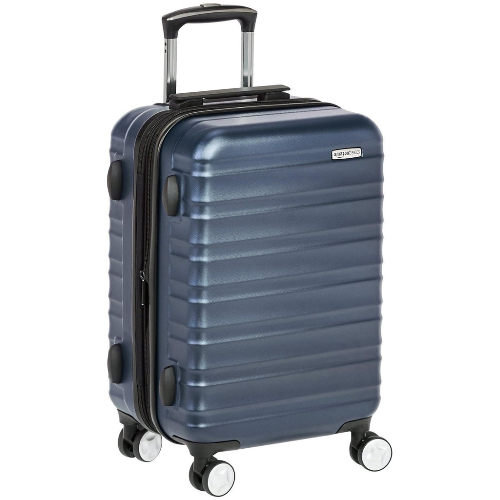 Amazon Basics 21" Hardside Carry-On Luggage with TSA Lock, Expandable, Organized Interior with Divider and Pockets, Spinner Wheels, Navy Blue