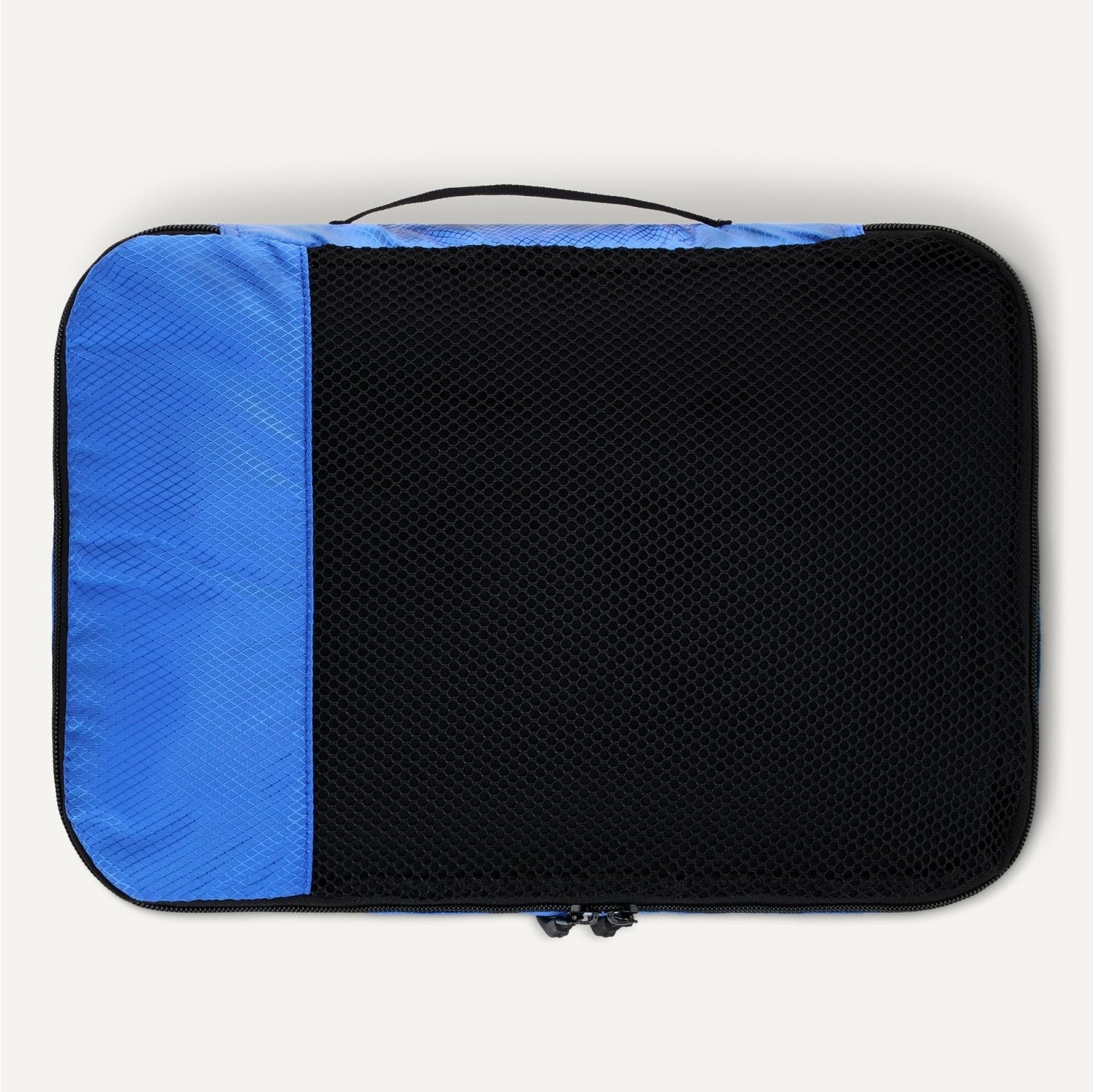 Amazon Essentials 4 - Piece Packing Cubes Travel Accessories Set, Space - Saving Luggage Organizer with Double Zipper, Mesh Top, 2 Medium/2 Large, Blue (Previously Amazon Basics)