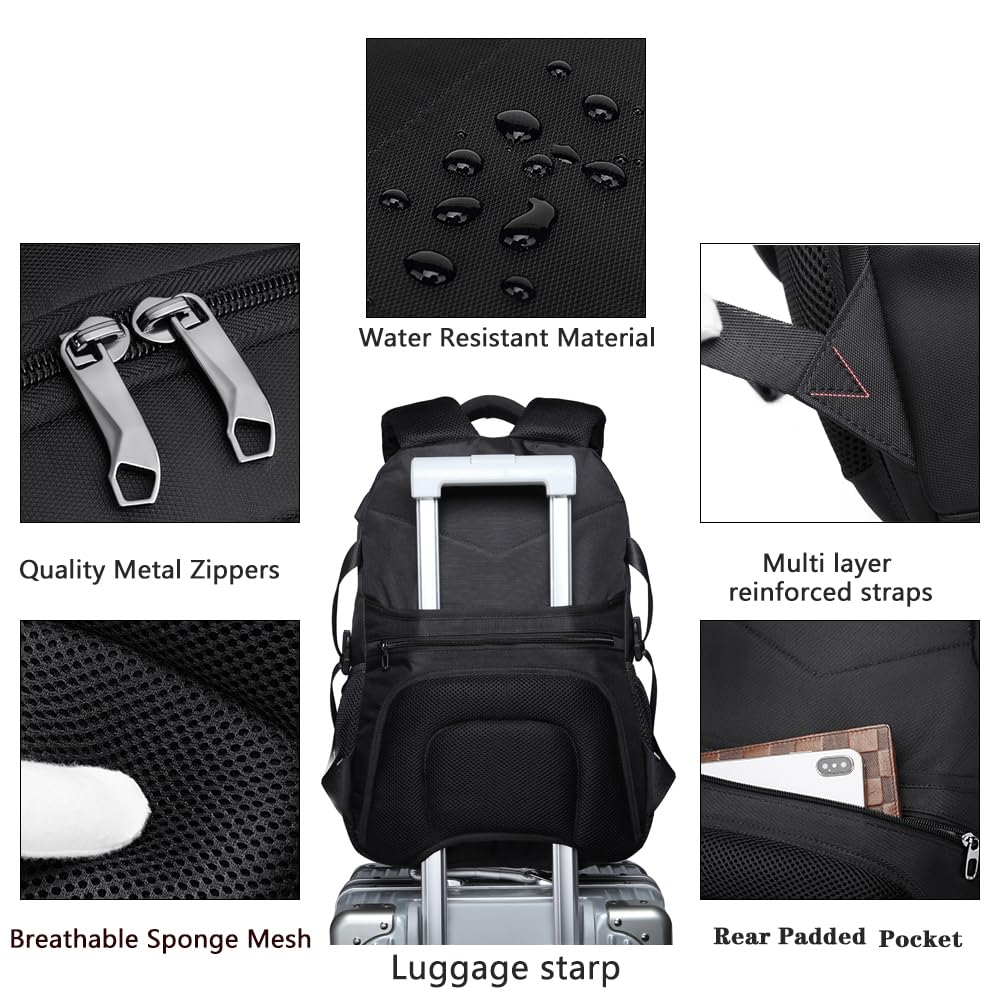 Amdtsaue Travel Laptop Backpack for Men, Water Resistant Backpack Airline Approved Business Work Bag with USB Charging Port