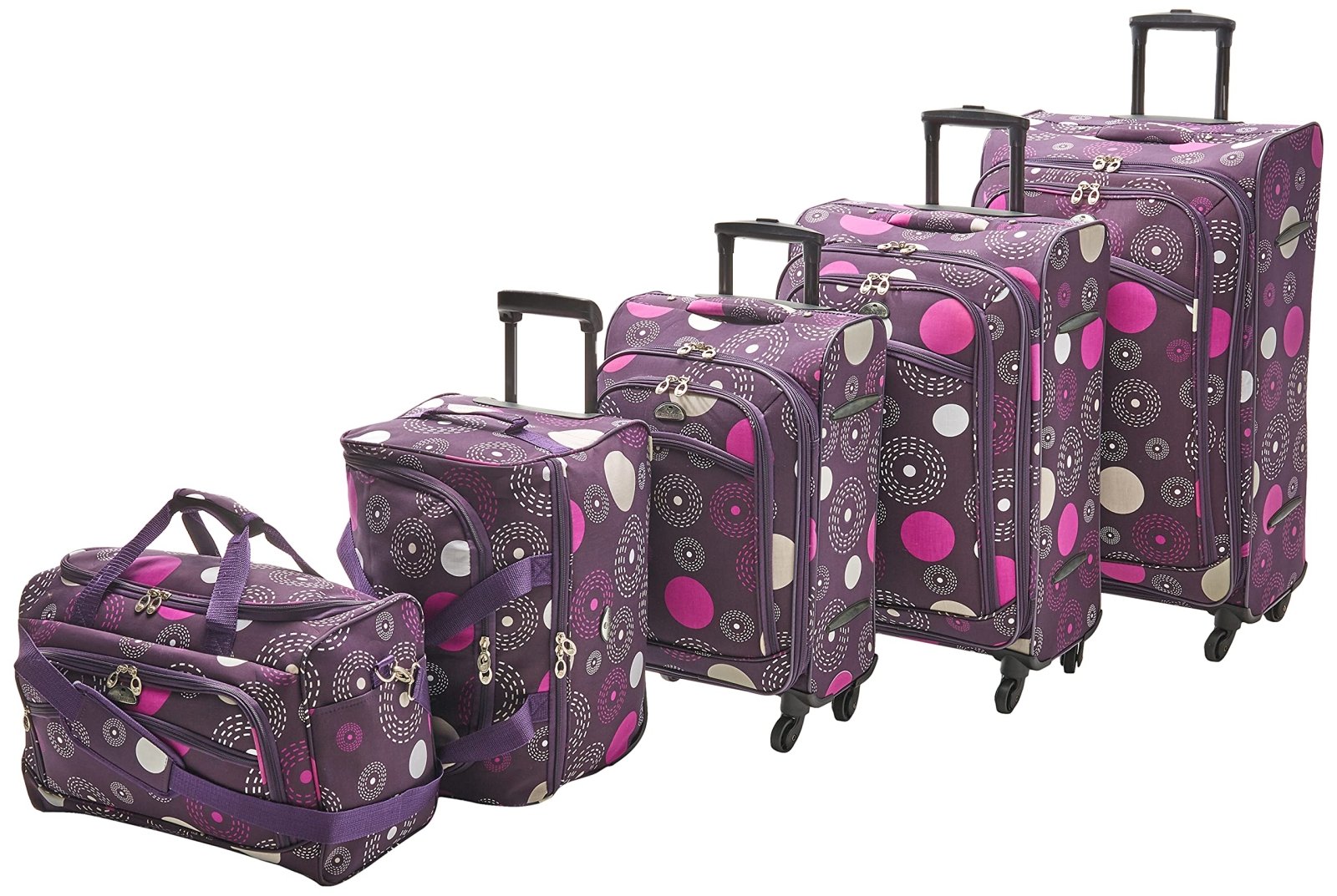 American Flyer Luggage Fireworks 5 Piece Spinner Set, Purple, One Size
