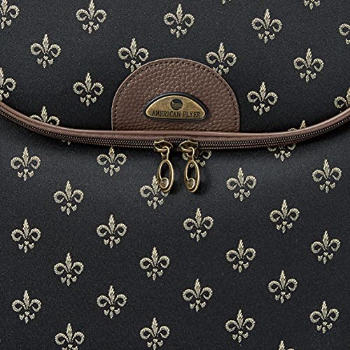American Flyer Luggage Fleur De Lis 4 Piece Set, Black, One Size