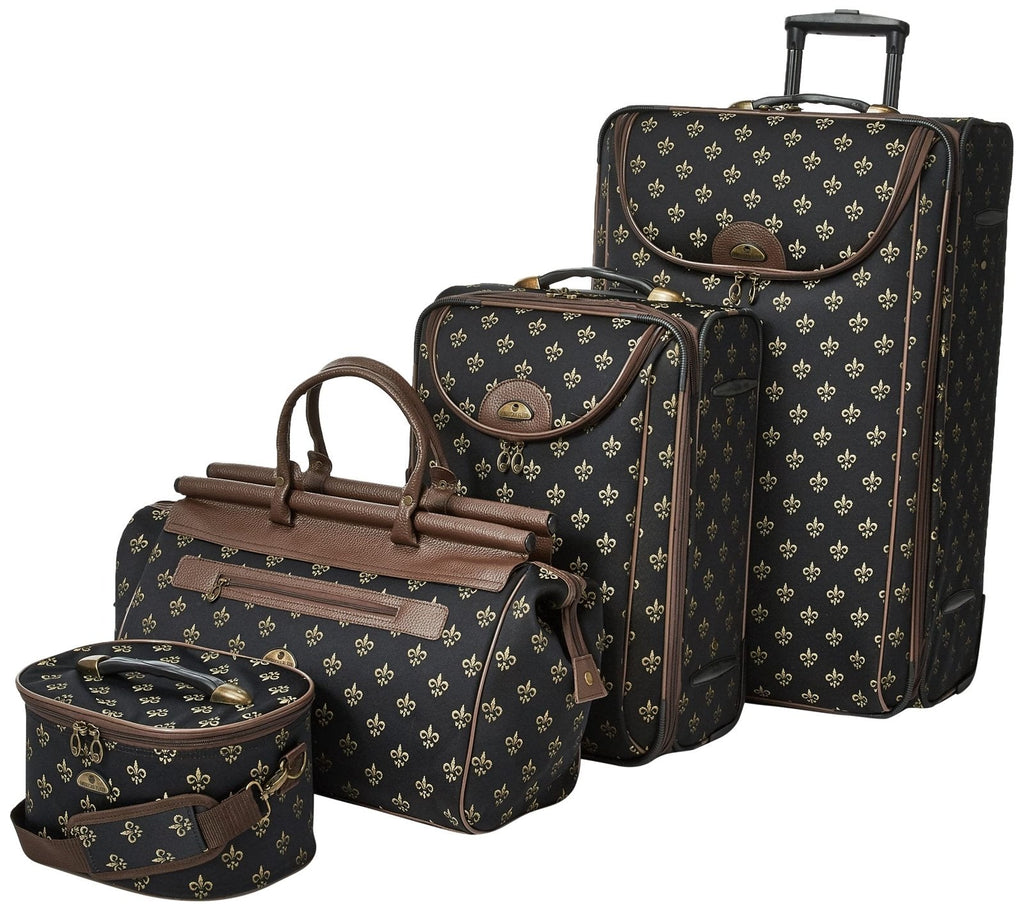 American Flyer Luggage Fleur De Lis 4 Piece Set, Black, One Size