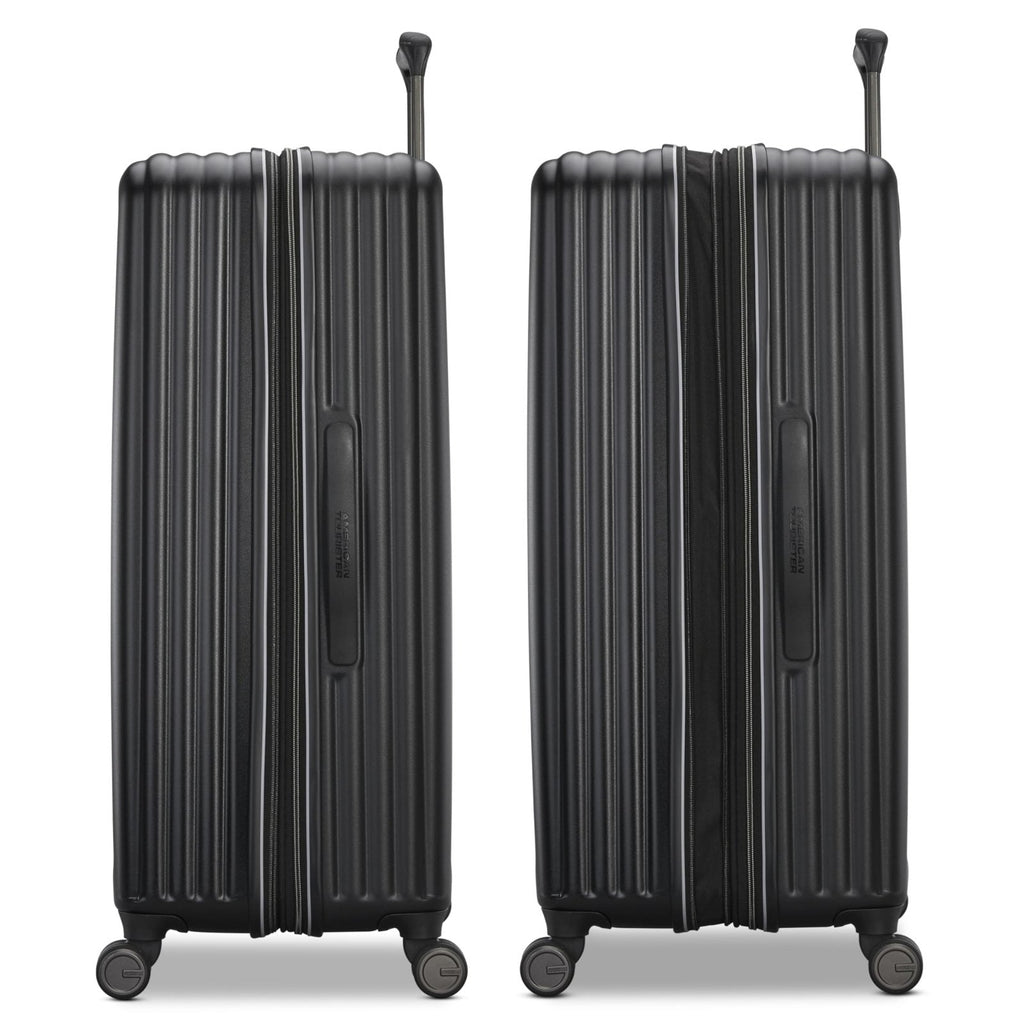 American Tourister Fathead Large Checked Luggage - Customize with Favorite Sports or Character Decal - Durable ABS Hardshell with 1.5" Expansion - 360° Spinner Wheels - RightHeight™ Handle - Black