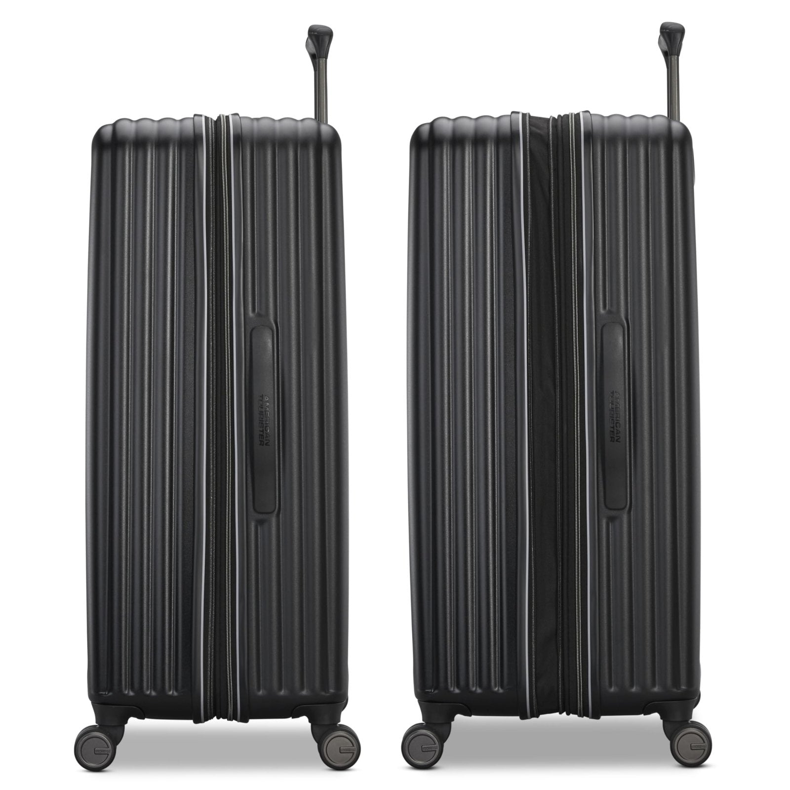 American Tourister Fathead Large Checked Luggage - Customize with Favorite Sports or Character Decal - Durable ABS Hardshell with 1.5" Expansion - 360° Spinner Wheels - RightHeight™ Handle - Black