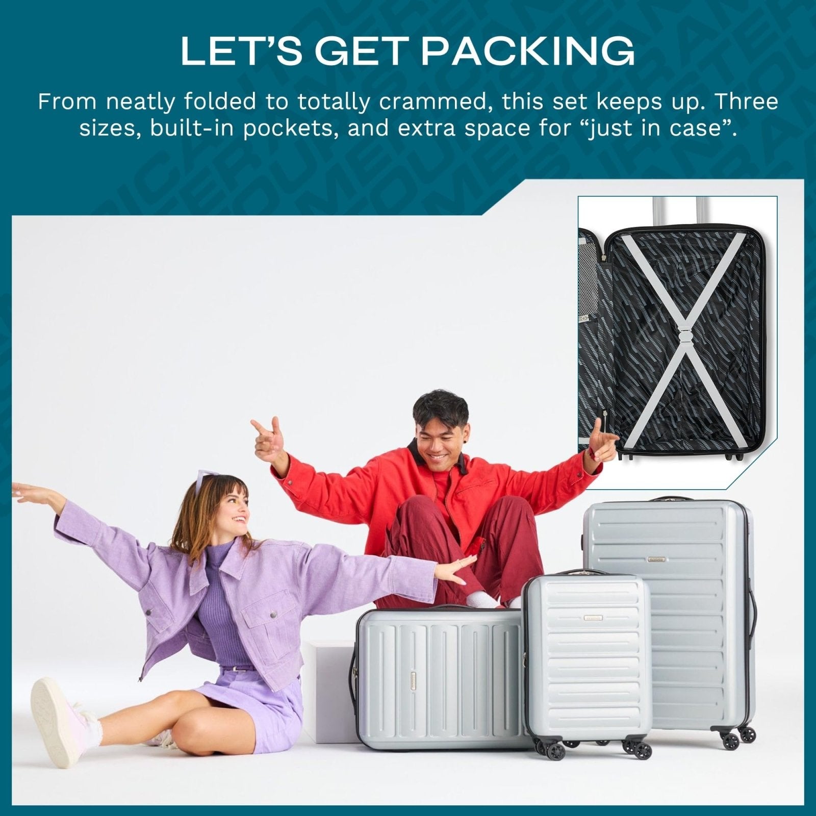 American Tourister Westridge Hardside Luggage Set with Spinner Wheels, Teal, 3PC Set (CO/M/L)