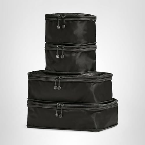 ANTLER - Compression Packing Cubes for Travel, Luggage Organiser for Suitcases or Bags, Travel Accessories, Set of 4, Black