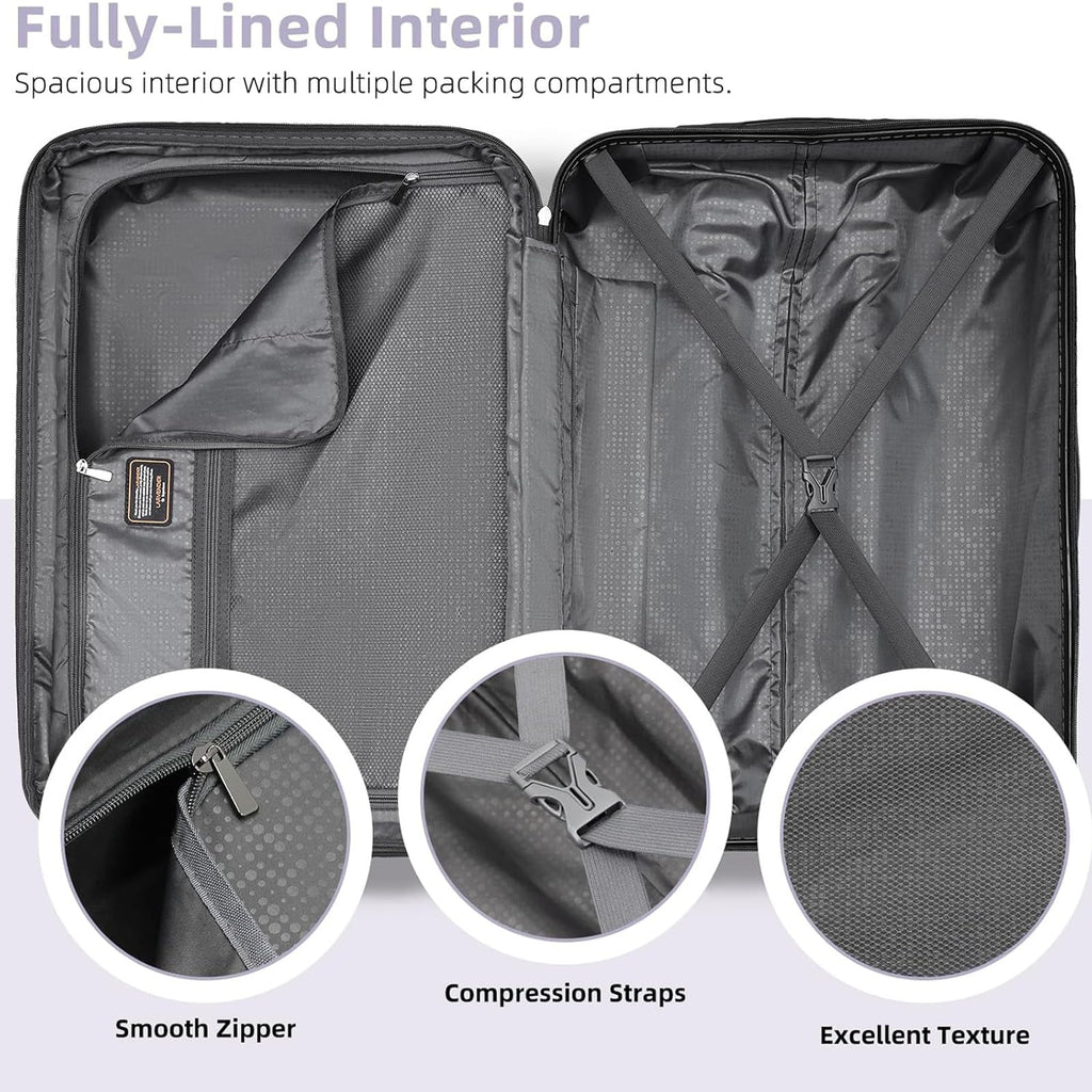 Anwick Luggage Sets 6 Piece Hardside Expandable Suitcase Set with Spinner Wheels TSA Lock Black, Travel Luggage Set Clearance for Men and Women (purple)