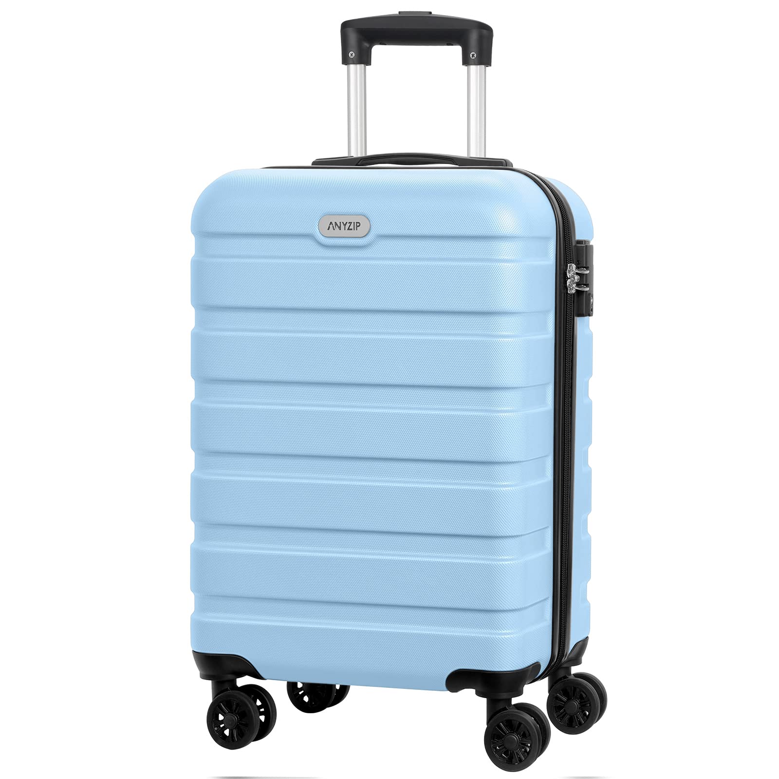 AnyZip Luggage PC ABS Hardside Lightweight Suitcase with 4 Universal Wheels TSA Lock Carry-On 20 Inch Light Blue