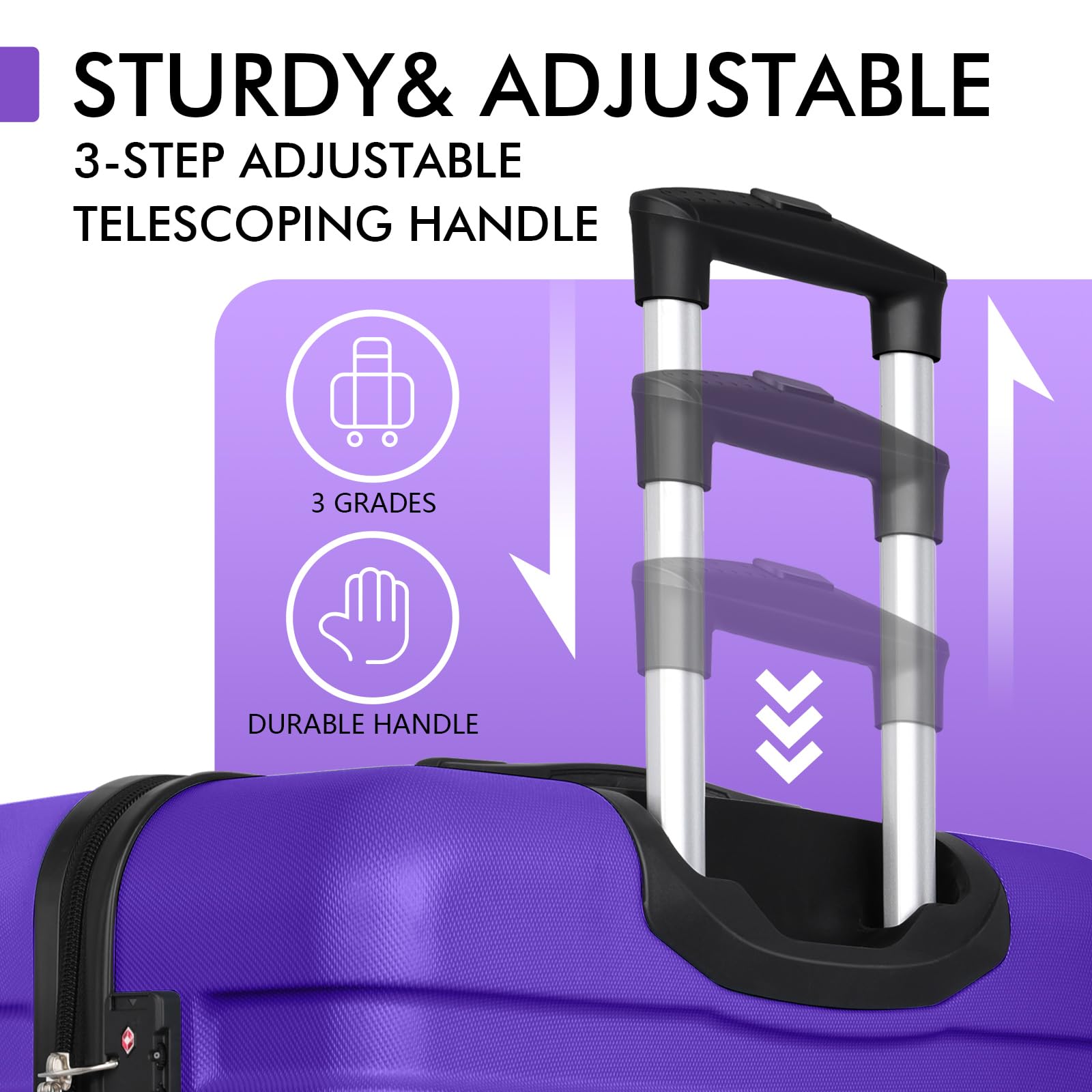 AnyZip Luggage PC ABS Hardside Lightweight Suitcase with 4 Universal Wheels TSA Lock Carry - On 20 Inch Violet Purple
