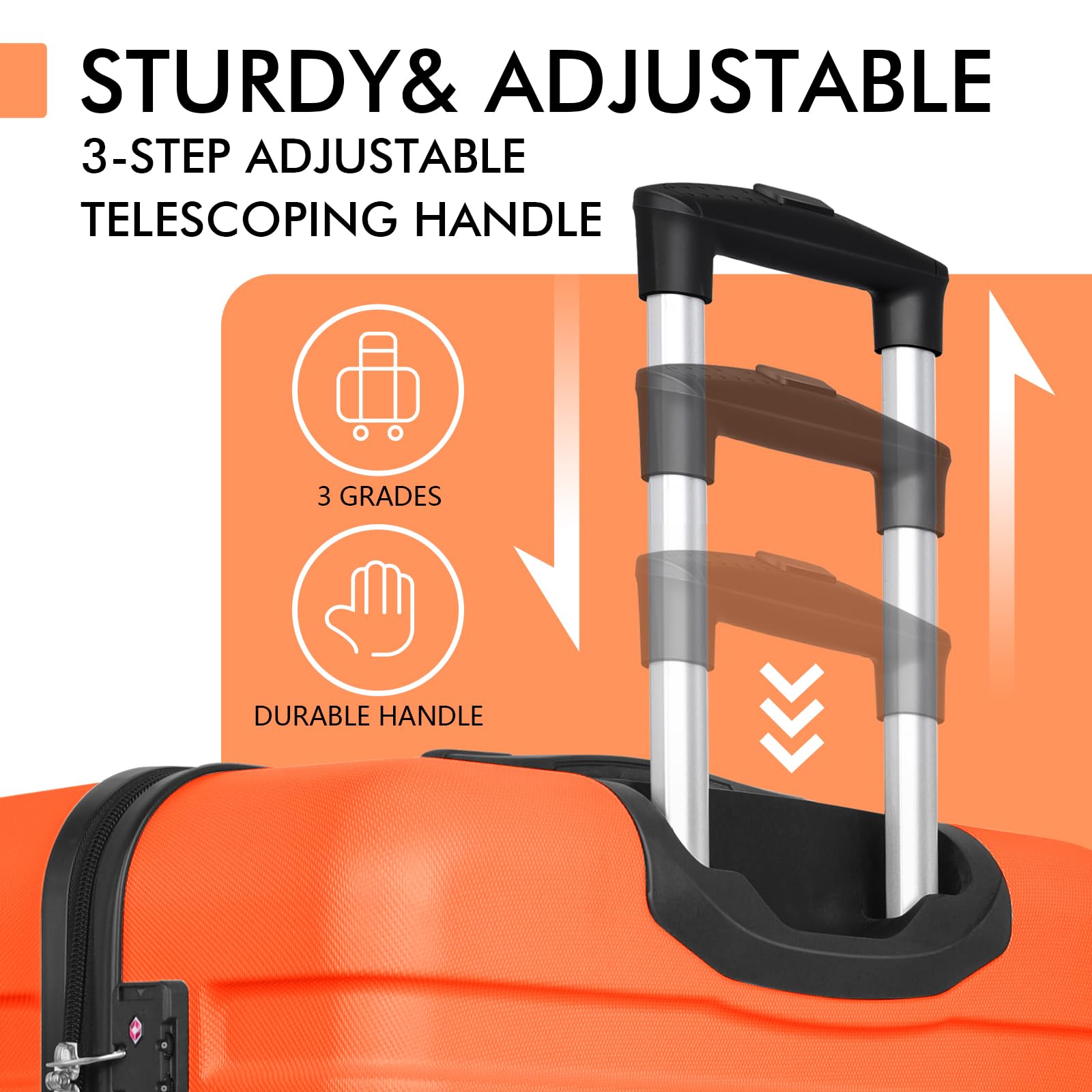 AnyZip Luggage PC ABS Hardside Lightweight Suitcase with 4 Universal Wheels TSA Lock Checked - Medium 24 Inch Orange