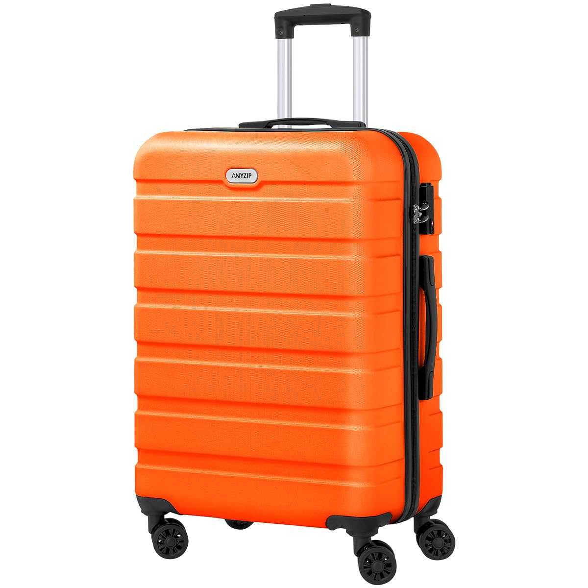 AnyZip Luggage PC ABS Hardside Lightweight Suitcase with 4 Universal Wheels TSA Lock Checked-Medium 24 Inch Orange