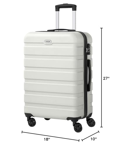 AnyZip Luggage PC ABS Hardside Lightweight Suitcase with 4 Universal Wheels TSA Lock Checked - Medium 24 Inch White