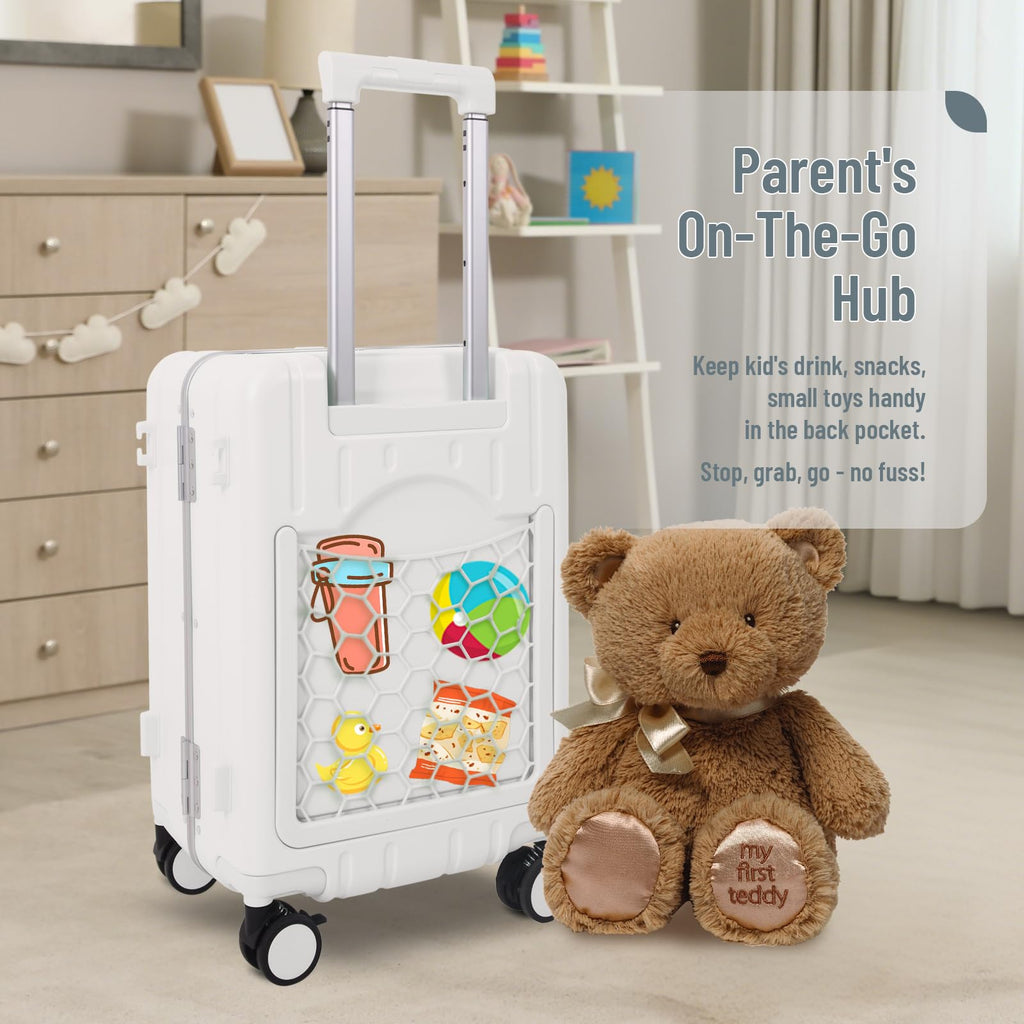 Apelila 20” Ride On Luggage with Seat Carry On Suitcase Luggage, with TSA Approved Lock and Aircraft Grade Aluminum Frame, 360° Silent Wheels and Waterproof Storage for Kids&Adults