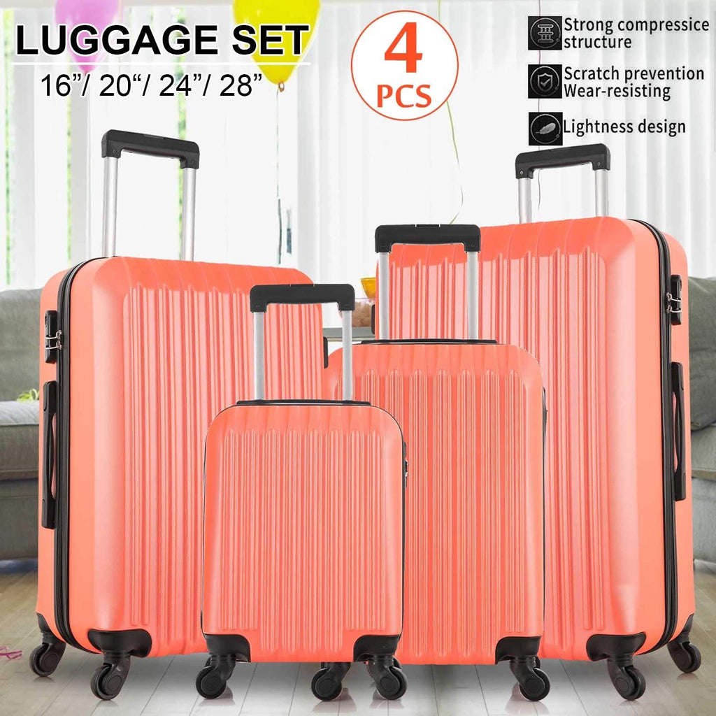 Apelila Suitcase Hardshell Luggage Sets,Travel Suitcase,Hard Shell Luggage Sets Carry On Luggage with Spinner Wheels Free Cover&Hanger Inside (Orange)
