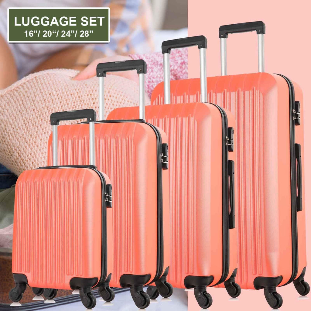 Apelila Suitcase Hardshell Luggage Sets,Travel Suitcase,Hard Shell Luggage Sets Carry On Luggage with Spinner Wheels Free Cover&Hanger Inside (Orange)