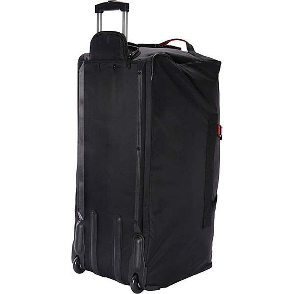 A.SAKS Rolling Trolley Duffel Bag 31 - Inch Large Check - In, Expandable with 2 - Wheels and Telescoping Handle for Easy Traveling, Lightweight and Durable, Black with Red Details