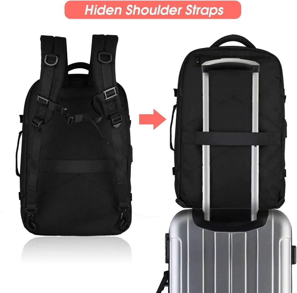 Asenlin 40L Travel Backpack for Women Men,Flight Approved Carry On Backpack with 17 Inch Laptop Compartment,Water Resistant Computer Backpack for College Weekender Overnight Daypack,Black