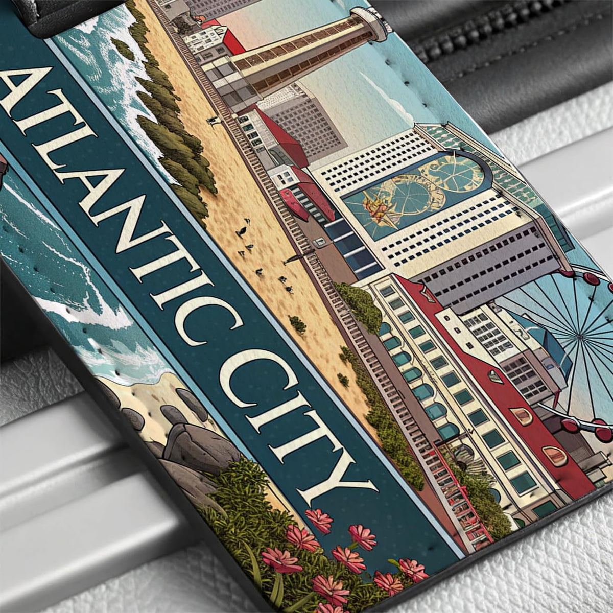 Atlantic City, New Jersey NJ Travel City State Stamp Travel Faux Leather Luggage Tag