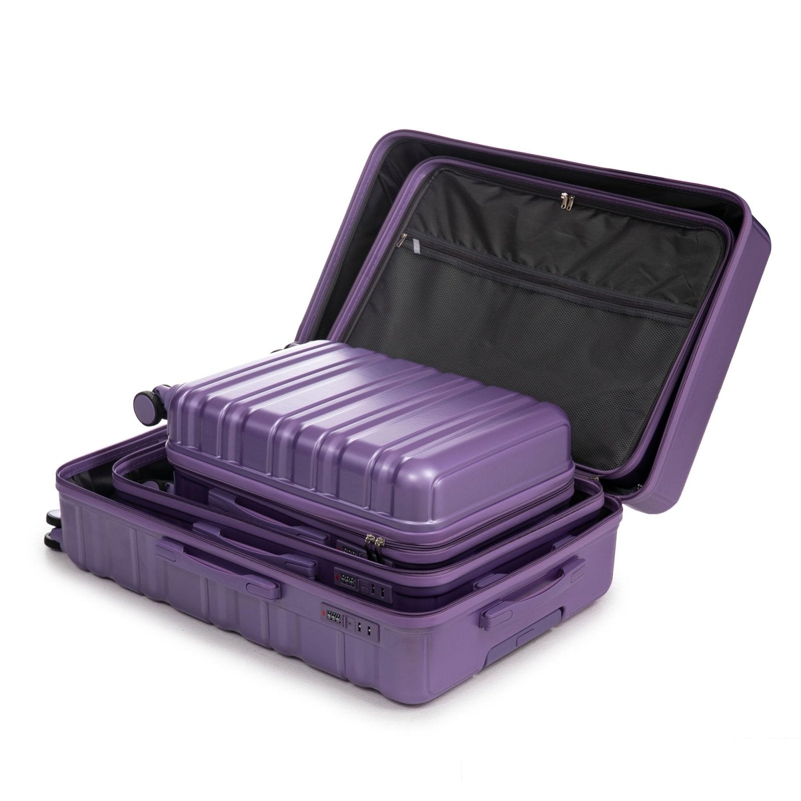 Attjuoly Lightweight 3 - Piece purple luggage Sets - 20"/24"/28" ABS+PC Hardshell Spinner Suitcase with 360°Wheels & TSA Lock, suitcases with wheels