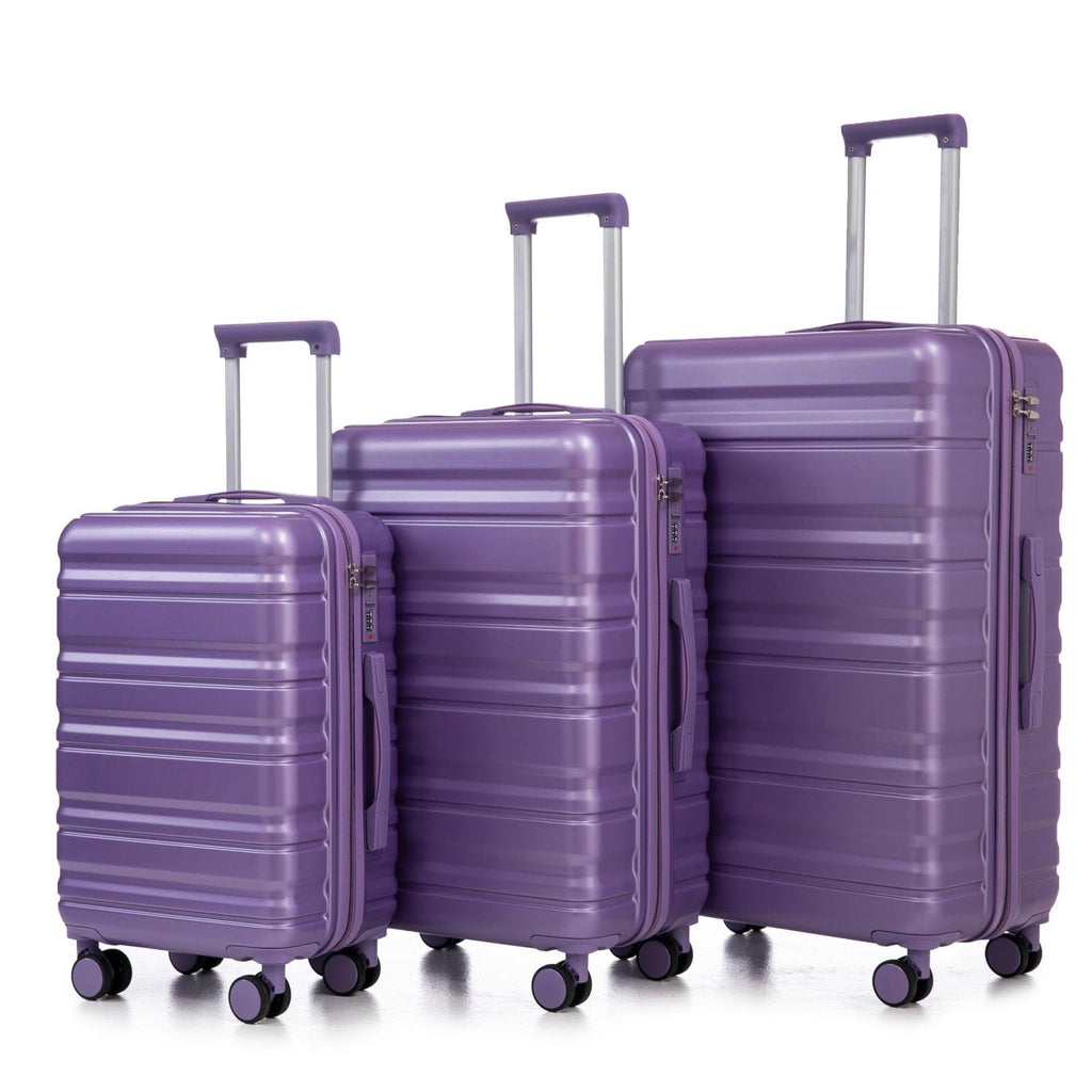 Attjuoly Lightweight 3-Piece purple luggage Sets - 20"/24"/28" ABS+PC Hardshell Spinner Suitcase with 360°Wheels & TSA Lock, suitcases with wheels