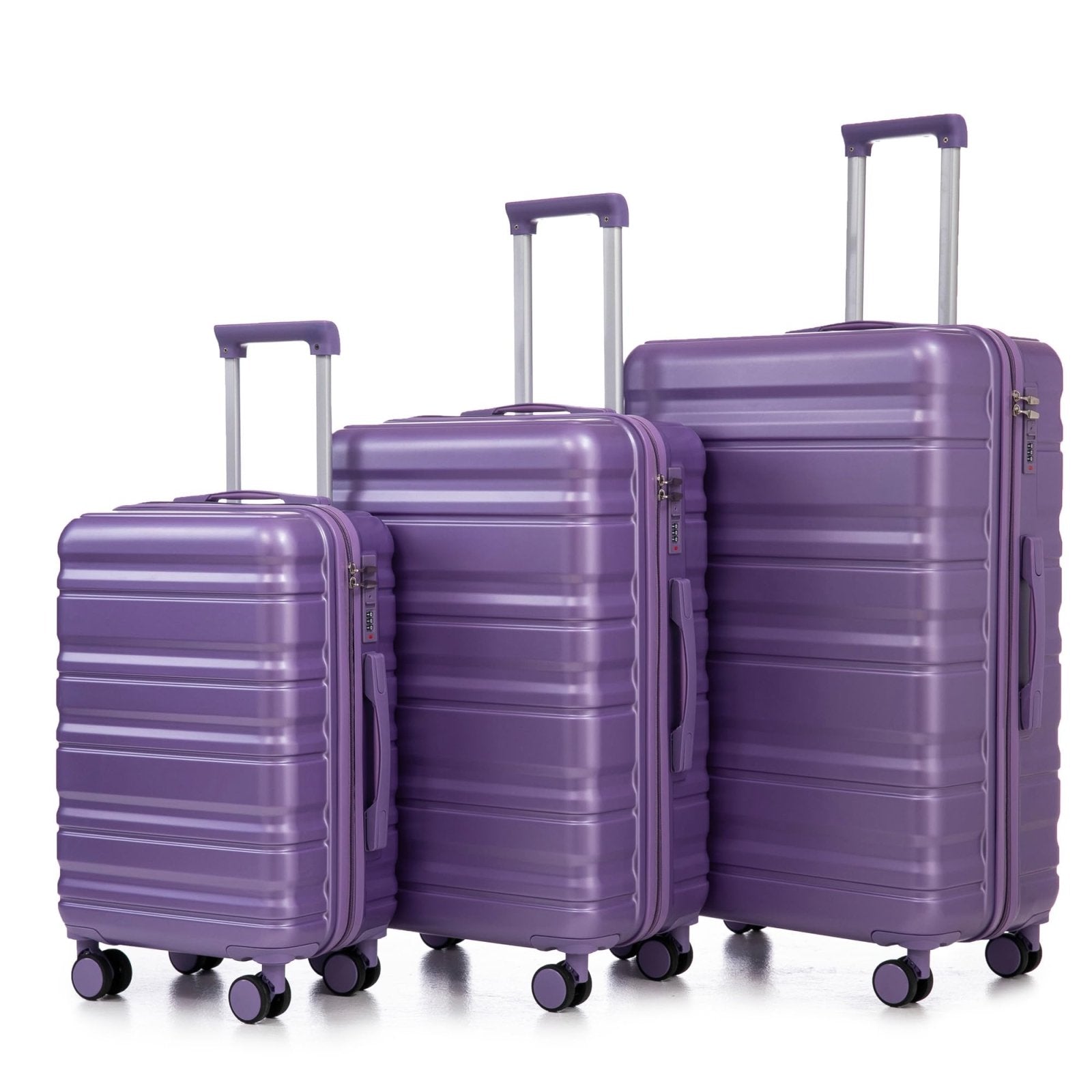 Attjuoly Lightweight 3-Piece purple luggage Sets - 20"/24"/28" ABS+PC Hardshell Spinner Suitcase with 360°Wheels & TSA Lock, suitcases with wheels