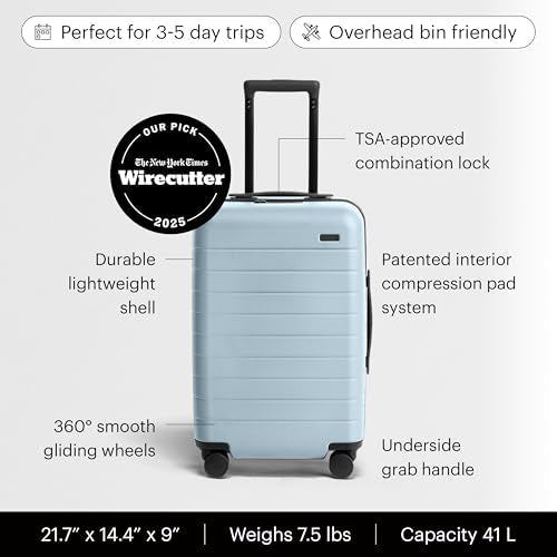 Away Amazon Exclusive Carry-On Luggage - 22-Inch Lightweight Hardside Suitcase with 360° Spinner Wheels, Interior Compression System, TSA-Approved Lock - Sky Blue