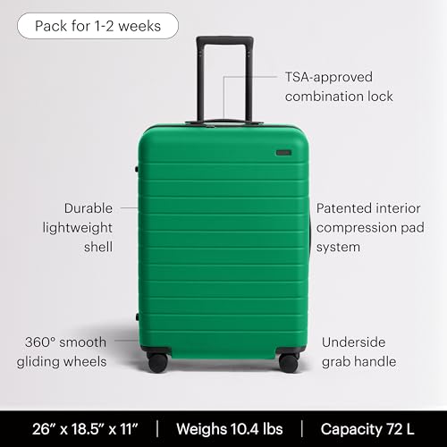 Away Medium Checked Luggage, 26-inch Lightweight Hardside Spinner Suitcase