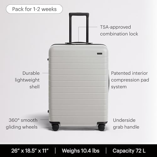 Away Medium Checked Luggage, 26-inch Lightweight Hardside Spinner Suitcase