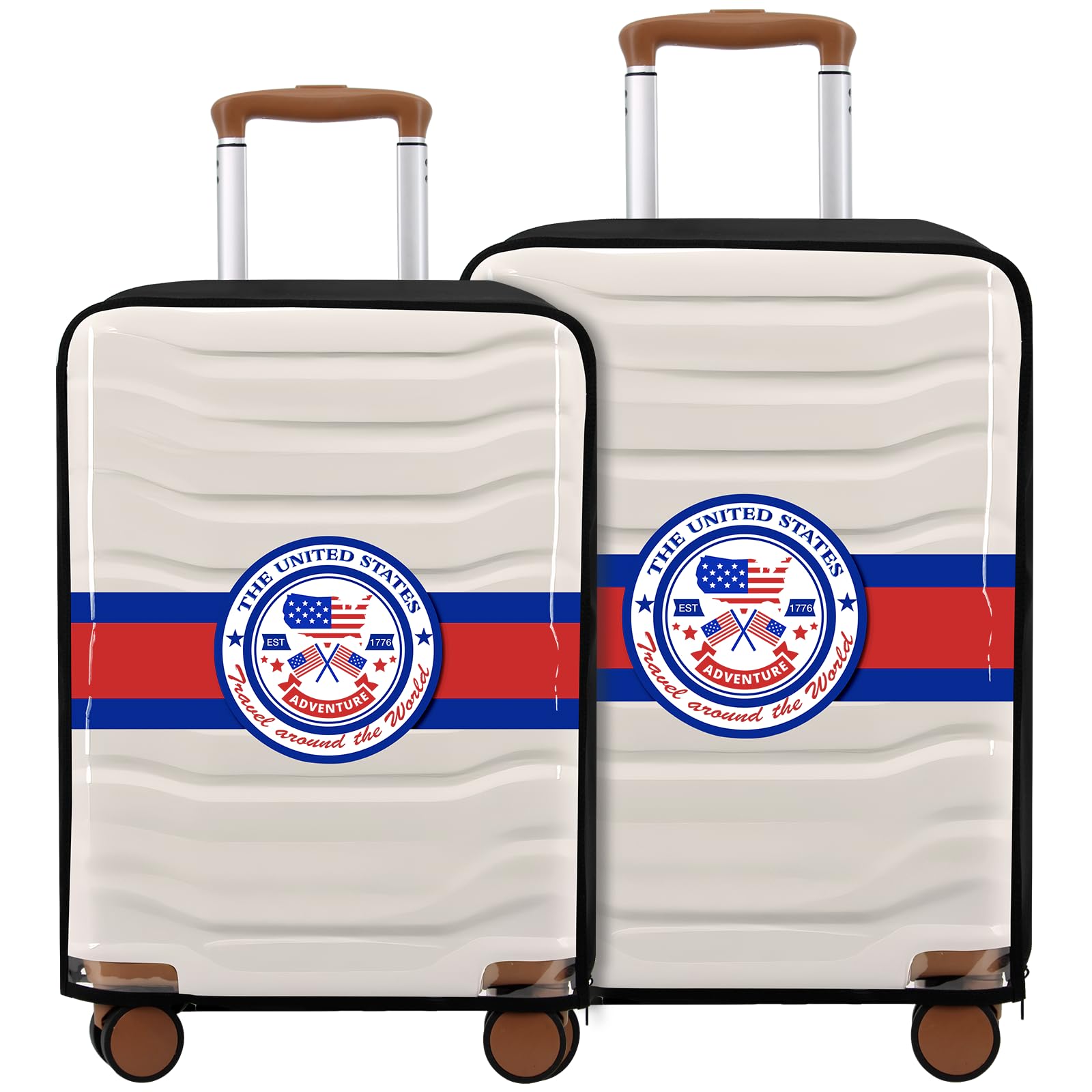 AzulHome Suitcase cover - designed with travel elements to easily identify airports