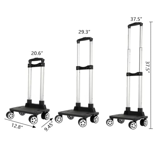 Backpack Trolley - 4 Wheels Folding Compact Lightweight Luggage Cart, Travel Trolley for Bags/Lunch Backpack/Golf Bag (4 Wheels)