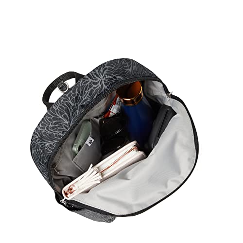 Baggallini Securtex® Anti - theft Vacation Travel Backpack 10x13 Slash - Resistant Nylon Daypack w/RFID, Midnight Blossom