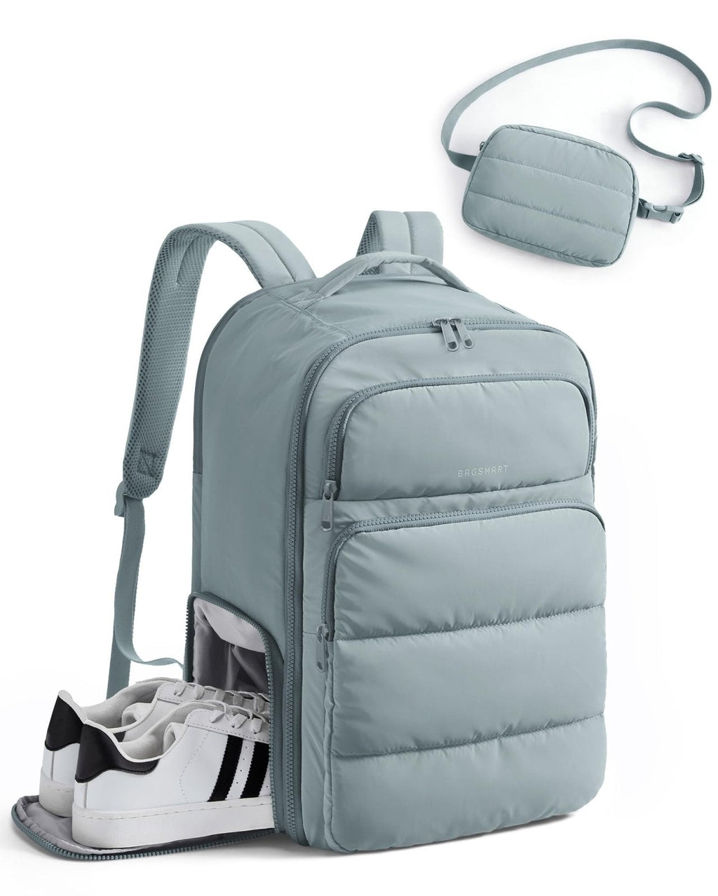 BAGSMART 35L Travel Backpack Women, 17.3 Inch Carry On Backpack Flight Approved, Personal Item Backpack Travel Bag, Water Resistant Casual Daypack, Blue