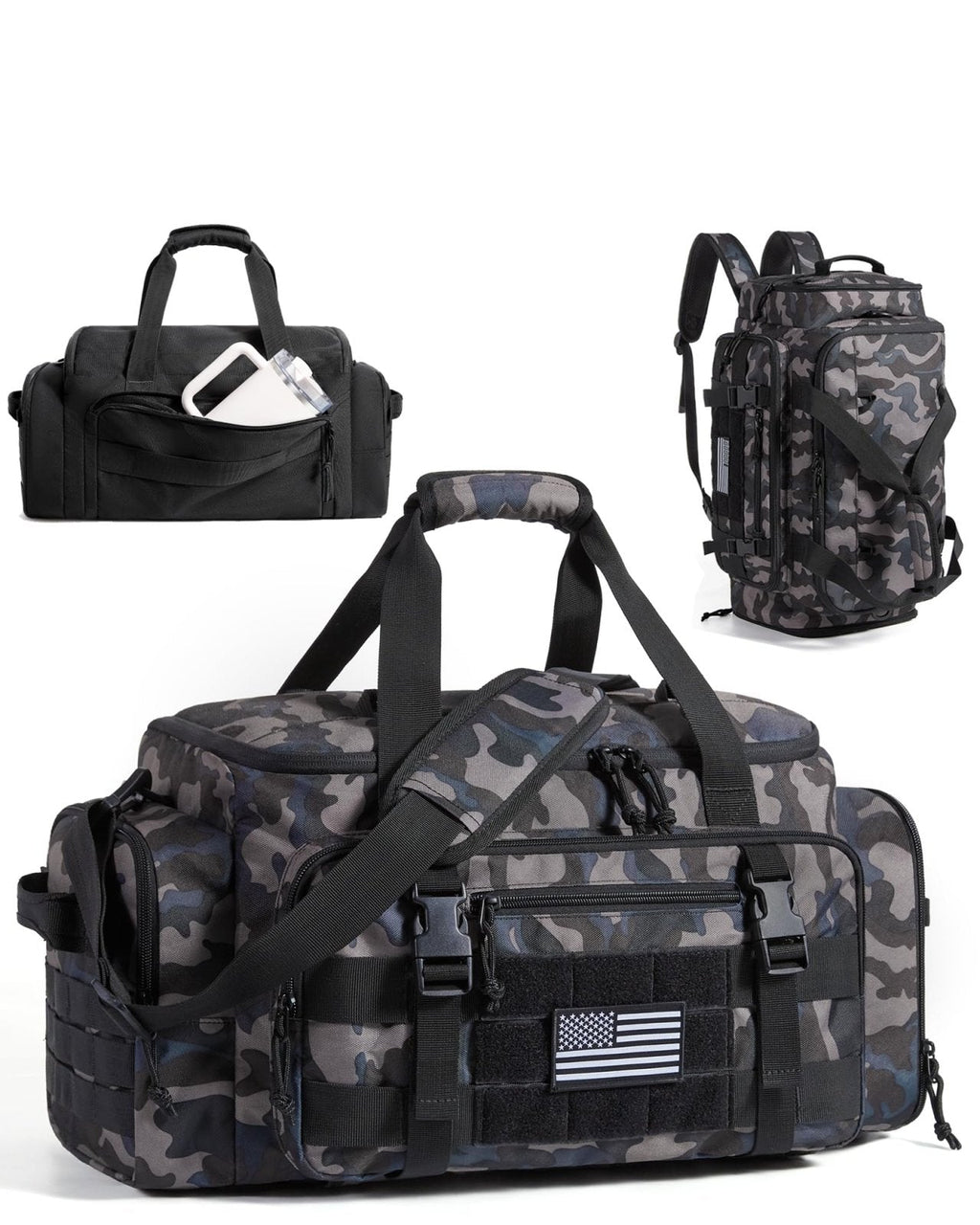 BAGSMART 4-IN-1 Gym Bag for Women Men, TSA Lightweight Duffle Bag for Travel with Shoe Compartment & Wet Pocket, 22L/30L/38L Tactical Backpack with 40oz Water Bottle Holder