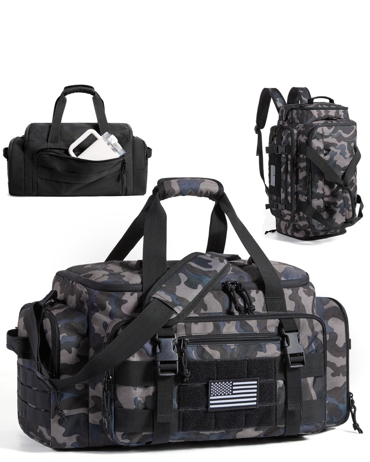 BAGSMART 4-IN-1 Gym Bag for Women Men, TSA Lightweight Duffle Bag for Travel with Shoe Compartment & Wet Pocket, 22L/30L/38L Tactical Backpack with 40oz Water Bottle Holder