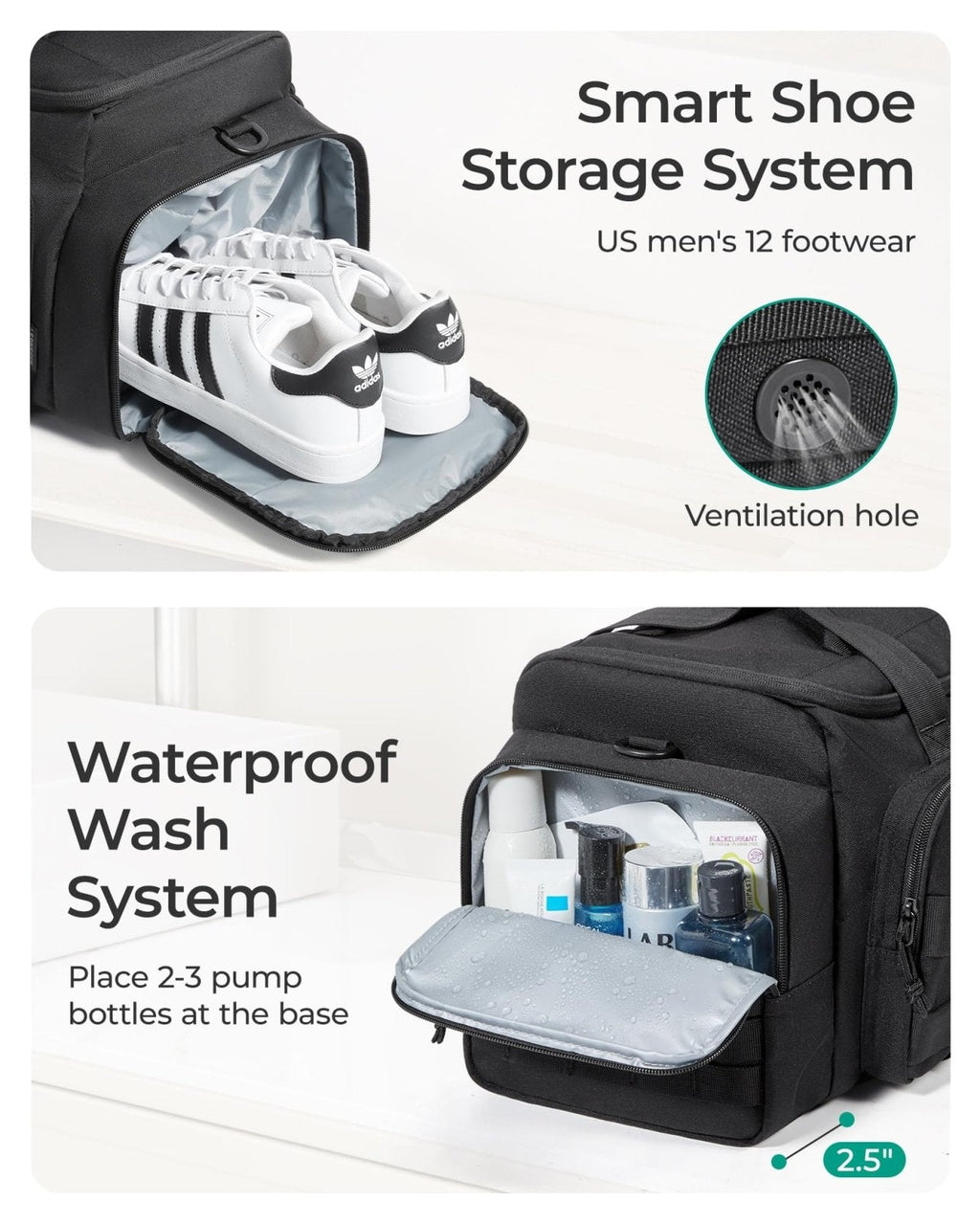 BAGSMART 4 - IN - 1 Gym Bag for Women Men, TSA Lightweight Duffle Bag for Travel with Shoe Compartment & Wet Pocket, 22L/30L/38L Tactical Backpack with 40oz Water Bottle Holder