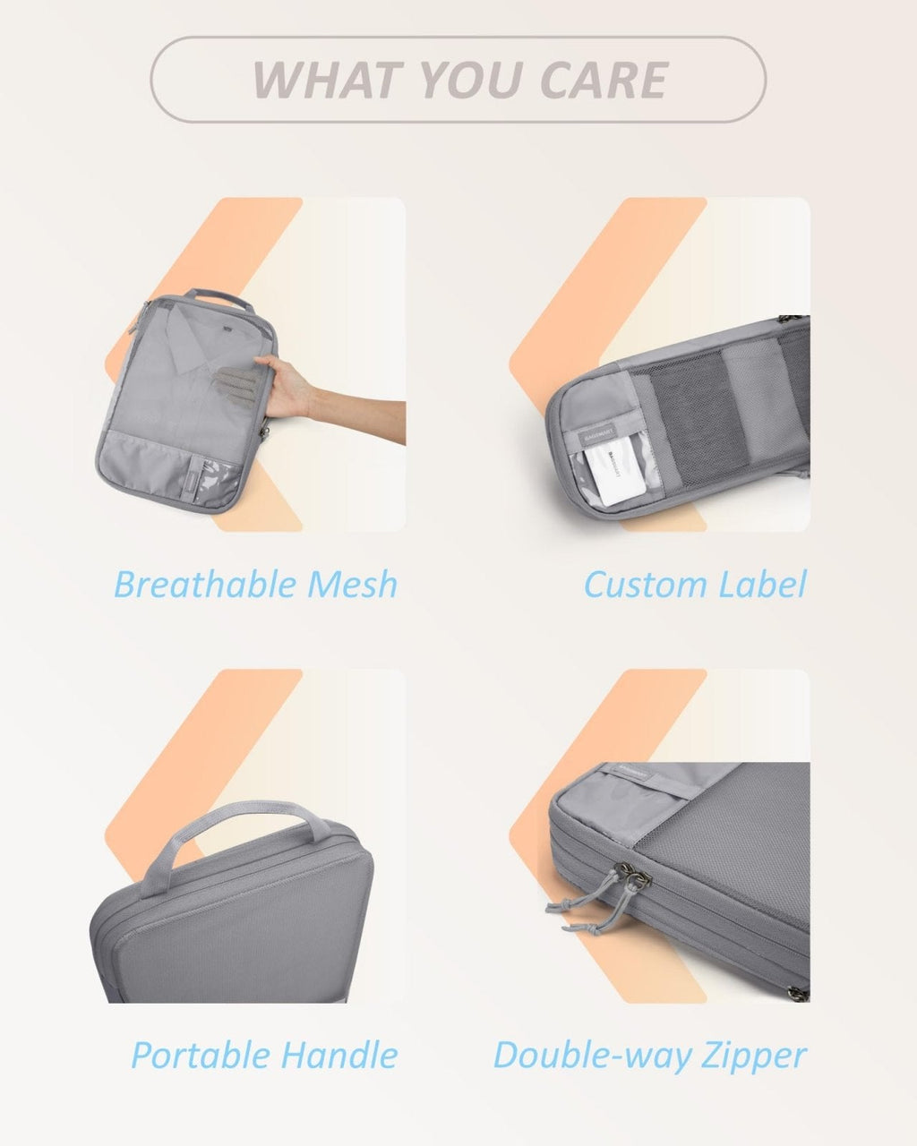 BAGSMART 4 Set Compression Packing Cubes - Lightweight Travel Essentials for Men - Durable Luggage Organizer Bags