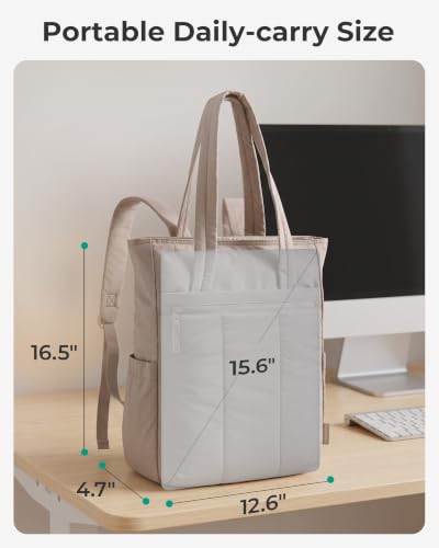 BAGSMART Backpack for Women, 15.6 Inch Tote Backpack for Travel, Dim Gray