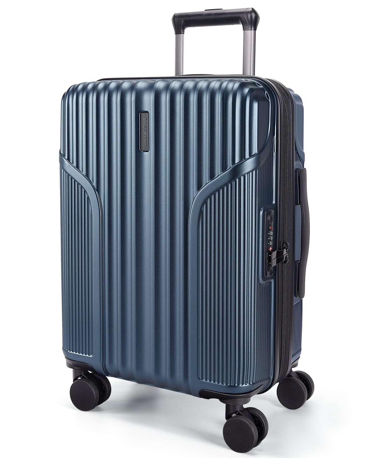 BAGSMART Carry On Luggage 22x14x9 Airline Approved, Lightweight luggage with Spinner Wheels, 20 Inch Expandable Hardside Carry On Suitcase with TSA Lock Rolling Travel suitcase Carry-On, Dark Blue