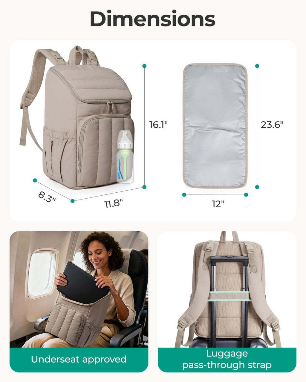 BAGSMART Diaper Bag Backpack, Large Baby Diaper Bag, Quilted Puffy Baby Bag for Mom with Quick - access Insulated Pockets, Lightweight Versatile Travel Backpack