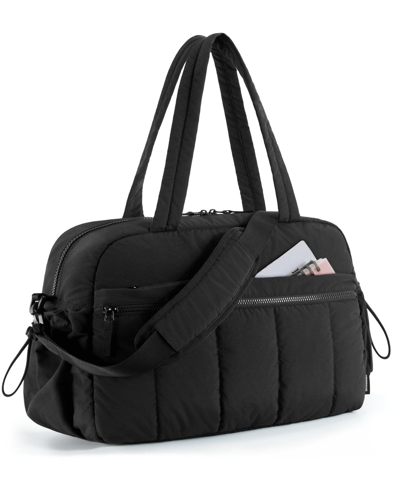 BAGSMART Duffle Bag for Travel, Gym Bag for Women with Wet Pocket, Carry on Weekender Bags for Women, Water Resistant Travel Bag Duffel Bag, Black