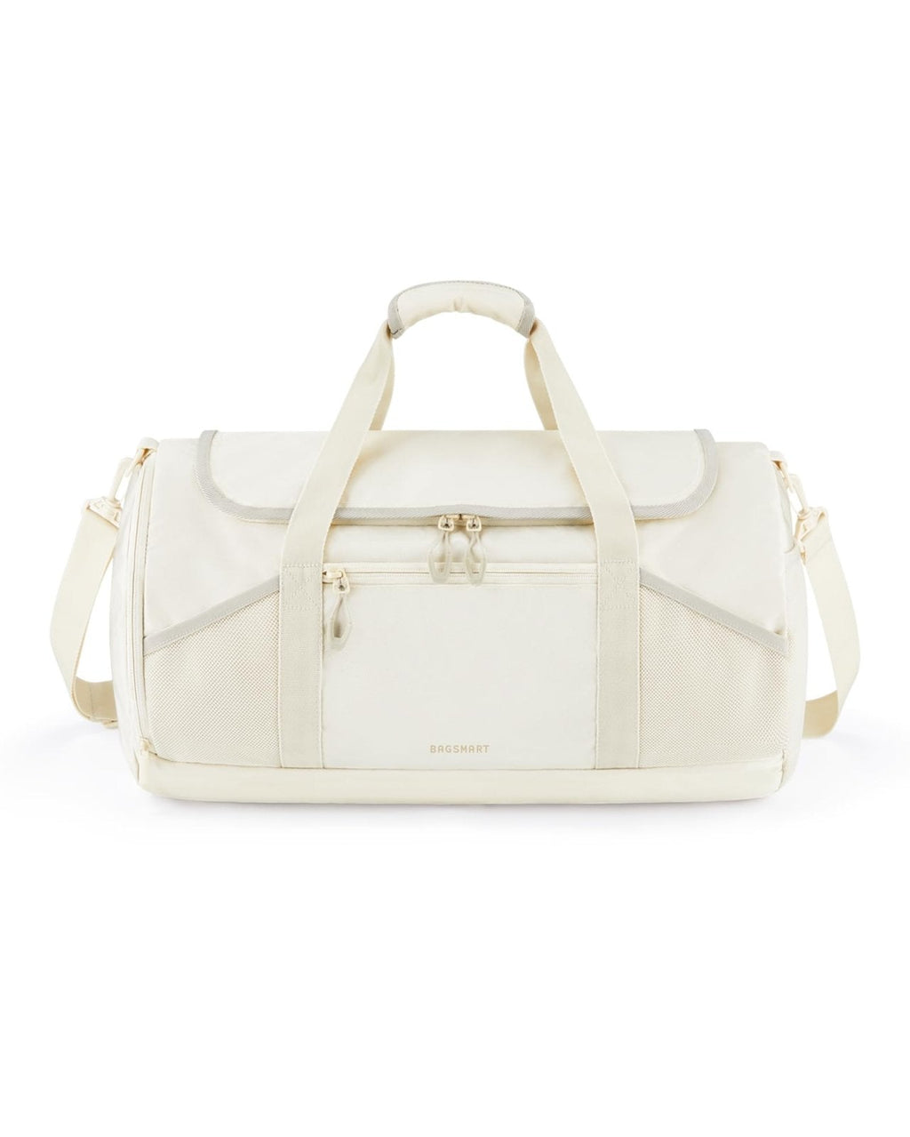 BAGSMART Gym Bag for Men & Women, Lightweight Duffel with Shoe Compartment, Weekender Bags with Wet Pocket, Workout Overnight Carry on for Travel, Beige