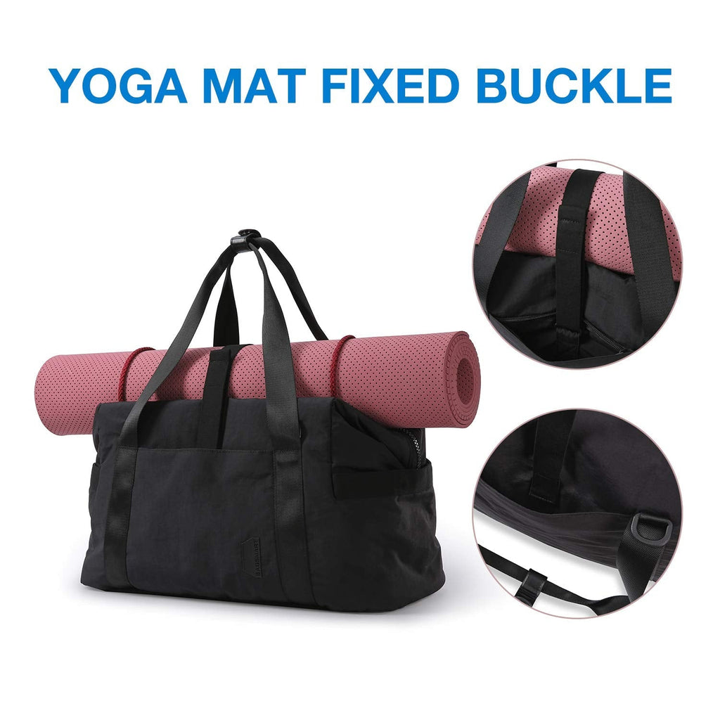 BAGSMART Gym Bag for Women, Carry on Weekender Overnight Bag, Travel Duffel Bags with Trolley Sleeve, Personal Item Travel Bag Tote Bag Workout Dance Bag(Black,Medium)