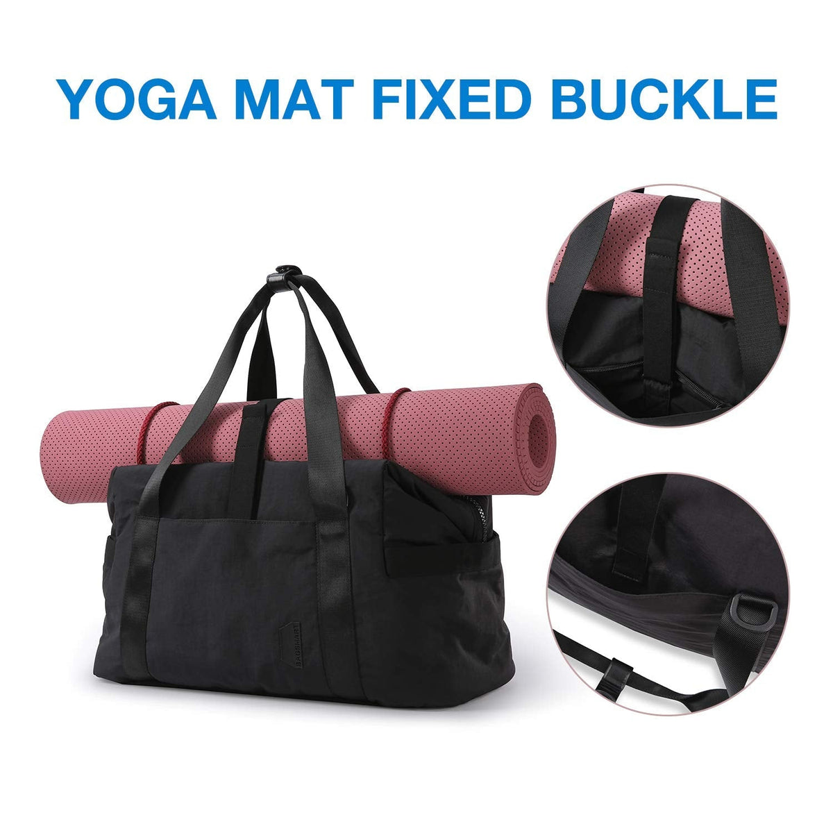 BAGSMART Gym Bag for Women, Carry on Weekender Overnight Bag, Travel Duffel Bags with Trolley Sleeve, Personal Item Travel Bag Tote Bag Workout Dance Bag(Black,Medium)