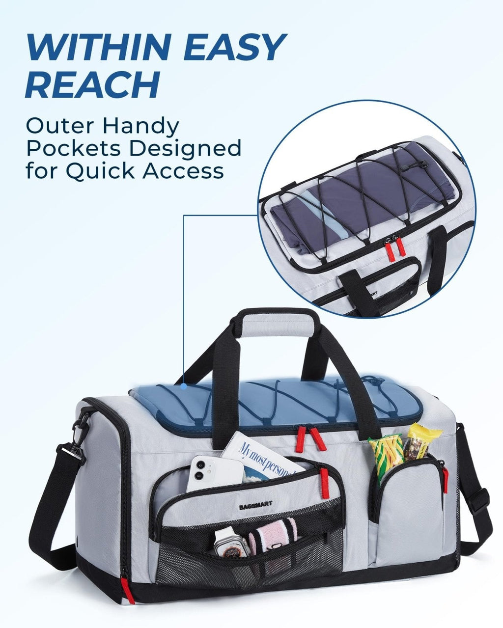 BAGSMART Gym Bag for Women & Men, Sports Travel Duffel Backpack with Shoe Compartment Laptop Compartment, Water Resistant Carry On Weekender Bag for Airplane