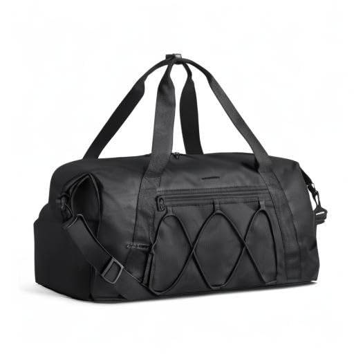 BAGSMART Gym Bag With Shoe Compartment & Wet Pocket, Lightweight Sports Travel Duffel Bag, Carry On Bag Weekender Overnight Bag, Water Resistant Sports Gym Tote Bags Swimming Yoga, Black