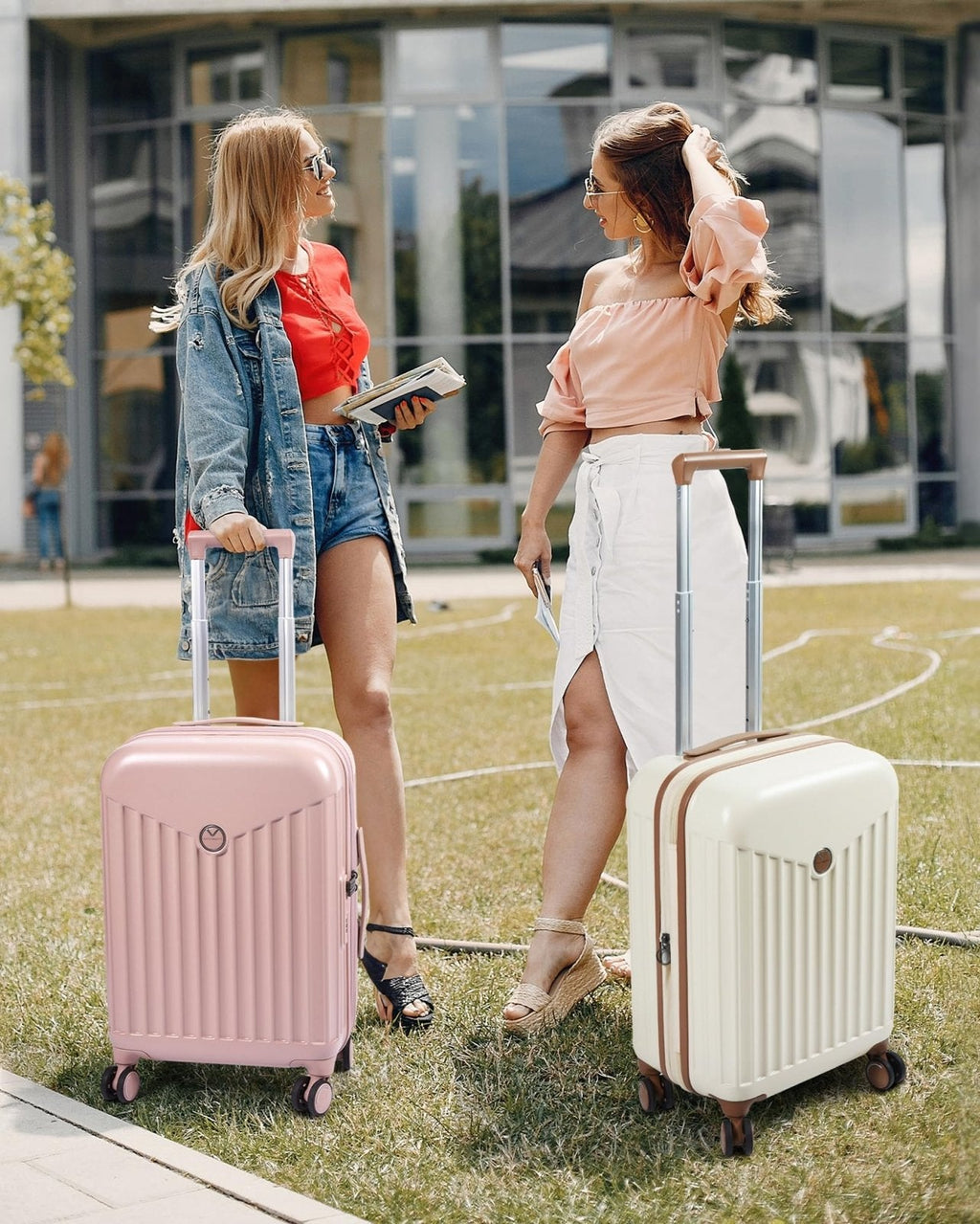 BAGSMART Hardside Expandable Luggage With Spinner Wheels, PC Lightweight Carry - On Luggage Airline Approved With TSA Lock, Durable Women Travel Suitcase Carry On 20 Inch, Beige