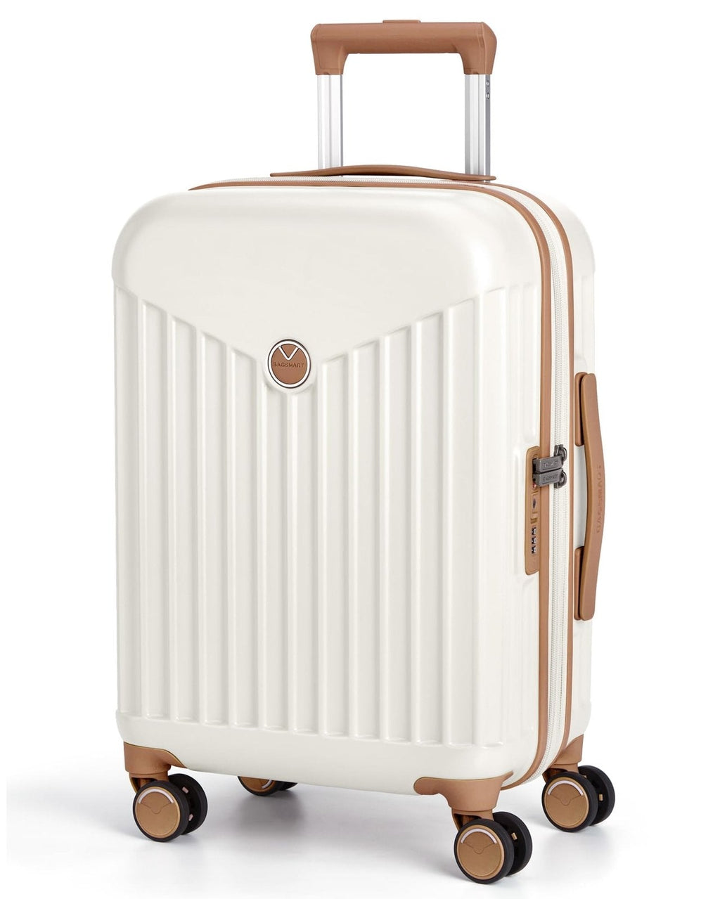BAGSMART Hardside Expandable Luggage With Spinner Wheels, PC Lightweight Carry-On Luggage Airline Approved With TSA Lock, Durable Women Travel Suitcase Carry On 20 Inch, Beige