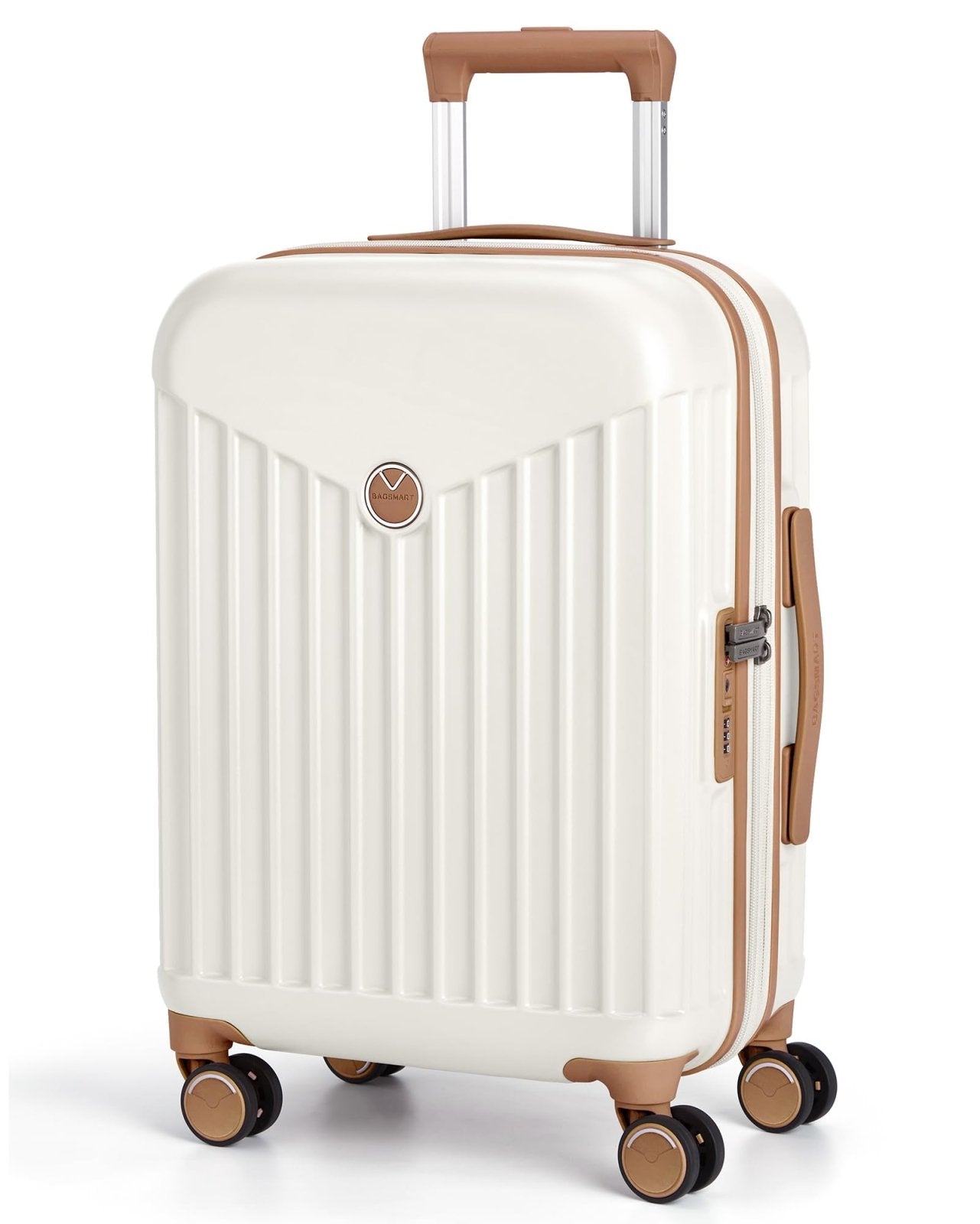 BAGSMART Hardside Expandable Luggage With Spinner Wheels, PC Lightweight Carry-On Luggage Airline Approved With TSA Lock, Durable Women Travel Suitcase Carry On 20 Inch, Beige